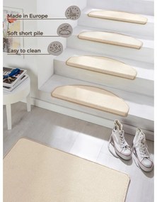 Set 15 covorașe pentru trepte Hanse Home Fancy, 23x65 cm, crem