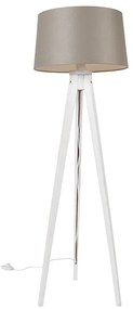 Trepied modern alb cu abajur din in taupe 45 cm - Tripod Classic