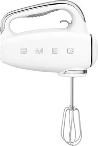 Mixer manual SMEG 50's Style HMF01WHEU, 250 W, 9 viteze, Functie Turbo, Afisaj LED, Timer, Accesorii, Alb