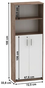 Dulap cu rafturi Hansa 2 NEW 10 (kraf dunkel + alb). 1064632