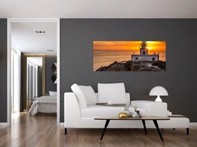 Tablou cu far în apus de soare (120x50 cm)