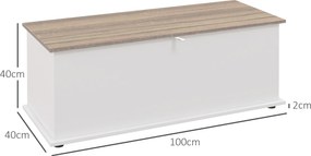 HOMCOM Bancă multifuncțională din lemn pentru dormitor și hol, alb, 100x40x40 cm | Aosom Romania