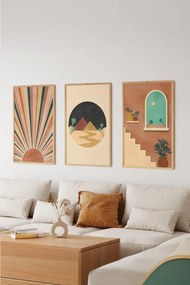 Tablou decorativ înrămat în MDF (3 bucăți), Wallity, Culoare: Multicolor