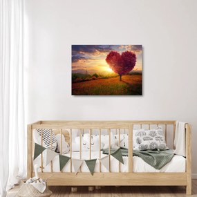 Tablou pe sticlă cu copaci în forma de inimă (70x50 cm)