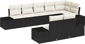 vidaXL Set de canapele pentru grădină 8 pcs Negru și Crem Rattan poli