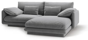 Colțar gri deschis cu tapițerie din catifea (cu colț pe partea dreaptă/cu șezlong) Torino – Micadoni