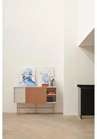 Comodă joasă cu ușă glisantă roșu cărămiziu-bej 140x91 cm Nube – Teulat