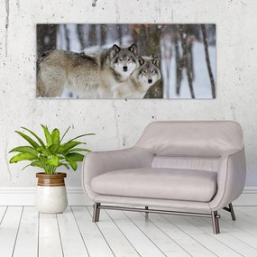 Tablou - Lupii în timpul iernii (120x50 cm)