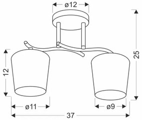 Lustră pe tijă ESNYR 2xE27/40W/230V negru/alb