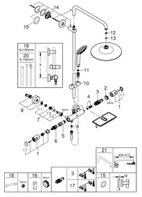 GROHE 26403001 - Sistem de duș VITALIO JOY 260, 450 mm, crom lucios