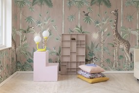 Fototapet, Giraffe's Stroll, Pink, Rebel Walls