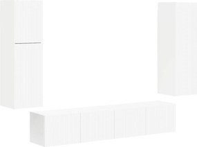 vidaXL Set comodă TV Pe perete 4 pcs Alb Lemn compozit