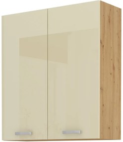 Dulap superior de bucătărie Arryn 80 G-90 2F (stejar artisan + crem lucios). 1024738