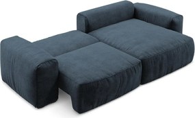 Colțar albastru închis extensibil cu tapițerie din chenille (cu colț pe partea dreaptă/cu șezlong) Kuki – Makamii