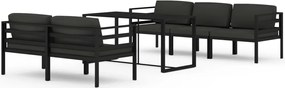 vidaXL Set mobilier de grădină cu perne, 6 piese, antracit, aluminiu