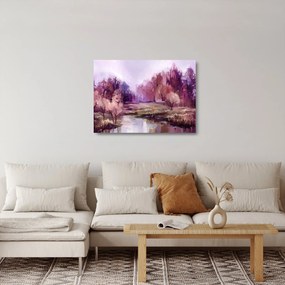 Tablou pe sticlă - Peisaj de toamnă - pictură (70x50 cm)
