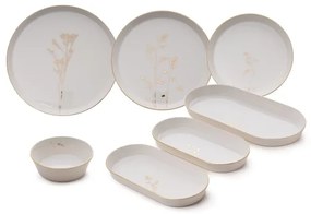 Set de veselă 27 piese alb/auriu/porțelan