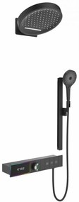 Sistem dus digital smart 3 functii cu afisaj LED, palarie dus O32cm si panou termostatic, Form Harmony Negru