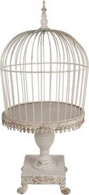 Colivie decorativa pentru pasari, crem, din metal, aspect vintage