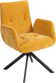 HOMCOM Fotoliu tapițat, fotoliu accent, design modern, rotativ, până la 120 kg, Galben | Aosom Romania