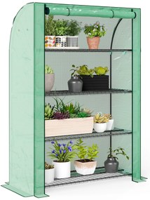 Outsunny Mini seră de grădină cu 4 etaje cu husă PE consolidată, ușă rulabilă și rafturi 120 x 50 x 170 cm, verde | Aosom Romania