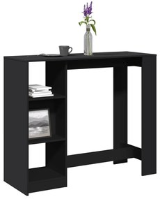 vidaXL Masă de bar cu raft, negru, 124x46x103,5 cm, lemn prelucrat