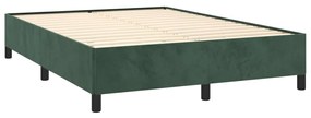 Pat box spring cu saltea, verde inchis, 140x190 cm, catifea Verde inchis, 140 x 190 cm, Benzi orizontale