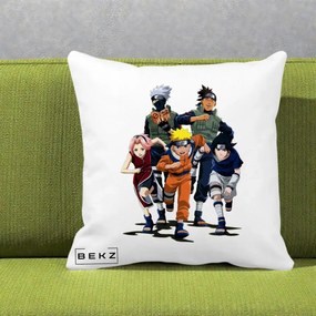 Perna Personalizata Naruto Echipa 7 Kakashi Sensei, 40x40 cm, Alba Mata, Husa Detasabila, Perna Inclusa, BEKZ®
