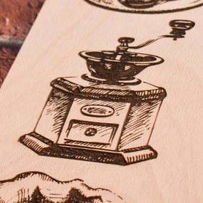 DUBLEZ | Tablou din lemn pentru bucătărie - Cafea
