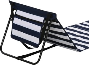 Outsunny Set 2 Șezlonguri Pliabile cu Unghi Reglabil și Buzunar cu Fermoar, 142x51x40 cm, Albastru | Aosom Romania