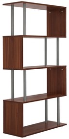 Homcom Biblioteca de Perete in Lemn, Castaniu, 80x30x145cm