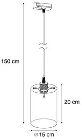 Spot modern bronz închis cu sticlă ambră pentru sistem de șină monofazat - Iconic Dome