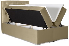 Pat matrimonial Boxspring 160 cm Ronda (auriu) (cu sp. depozitare). 1044227