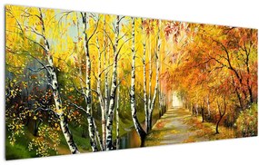 Tablou - Alee romantică de-a lungul apei, pictură în ulei (120x50 cm)