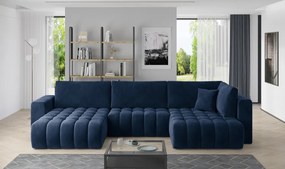Canapea modulara tapitata, extensibila, cu spatiu pentru depozitare, 340x170x92 cm, Bonito L3, Eltap (Culoare: Albastru inchis - Velvetmat 40)