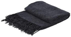 Pled cu franjuri Evelyn, 127x152 cm, gri inchis