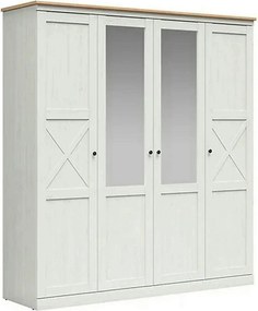 Dressing FRIJA, alb/stejar artisan, PAL melaminat, cu 4 usi, 203x58x22