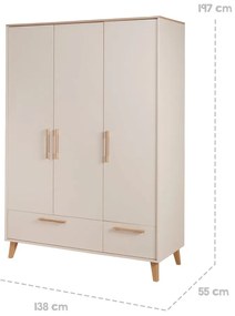 Șifonier de copii crem/în culoare naturală cu aspect de lemn de stejar 138x200x55 cm Jil – Roba