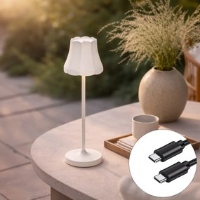 Lampă de masă retro reîncărcabilă IP44 alb-gălbui - Granny