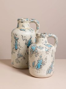 Set 2 vase decorative din ceramica, cu design mediteranean si finisaj antichizat