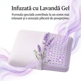 Perna ortopedica AERO-SAN Lavanda Gel, memory foam infuzat cu lavanda, cu ventilatie