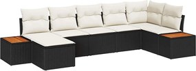 vidaXL Set de canapele pentru grădină 8 pcs Negru și Crem Poliratan