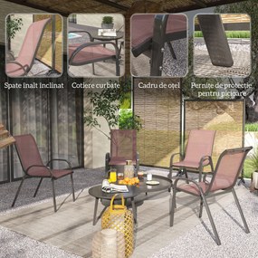 Outsunny Set de 4 Scaune Suprapozabile cu Spătar Înalt și șezut din Plasă, 54x71x93 cm, Negru | Aosom Romania