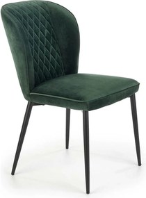 Scaun tapitat K399, verde/negru, stofa/metal, 50x60x84 cm