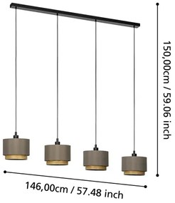 Lustră pe cablu Eglo 390121 MARCHENA 4xE27/40W/230V maro