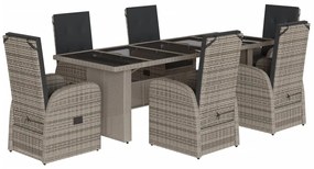 3277599 vidaXL Set mobilier de grădină cu perne, 7 piese, gri, poliratan