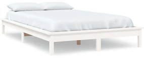 820587 vidaXL Cadru de pat, alb, 140x190 cm, lemn masiv de pin