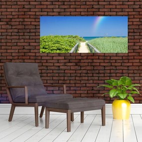 Tablou - Peisaj și curcubeu (120x50 cm)