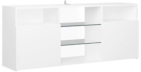 Comoda TV cu lumini LED, alb extralucios, 120x30x50 cm 1, Alb