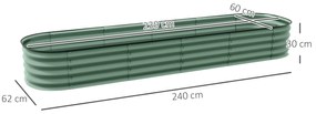 Outsunny Ghiveci înalt pătrat pentru grădină, din oțel modular, pentru legume, plante și flori, 240x62x30 cm | Aosom Romania